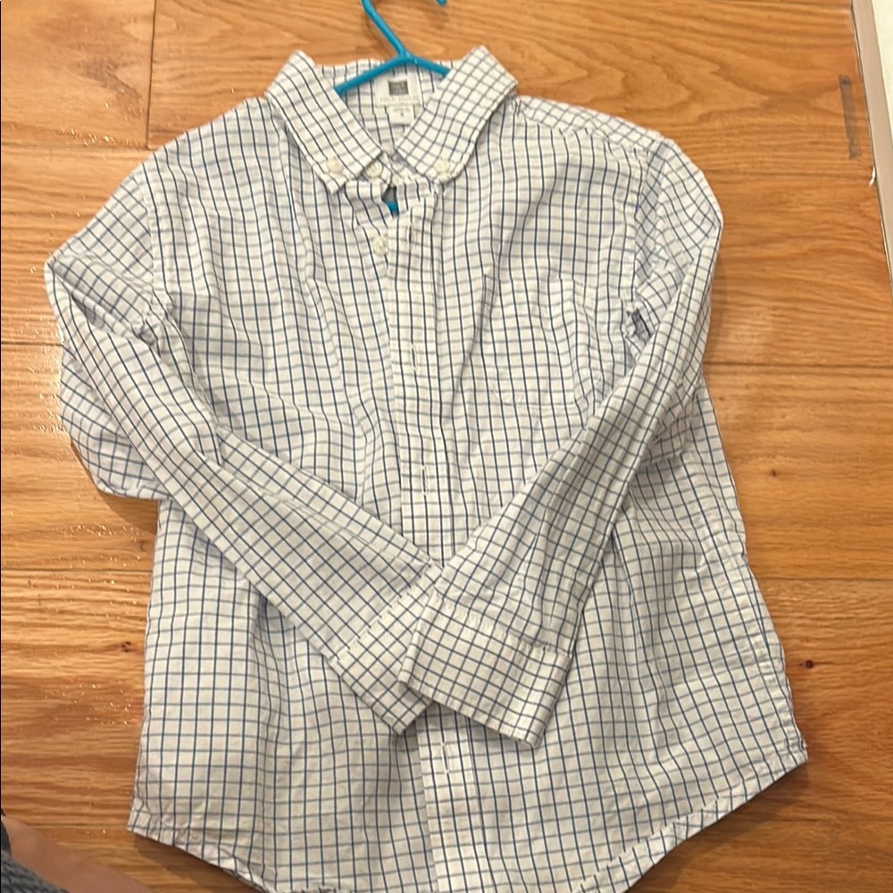 Janie and Jack Blue and White Checkered Button Down Shirt
